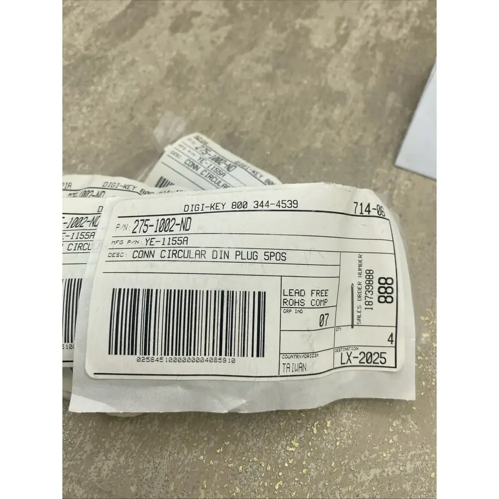 NEW DIGI-KEY 275-1002-ND CONNECTOR CIRCULAR DIN PLUG 5 POSITION YE-1155A-4 Pack